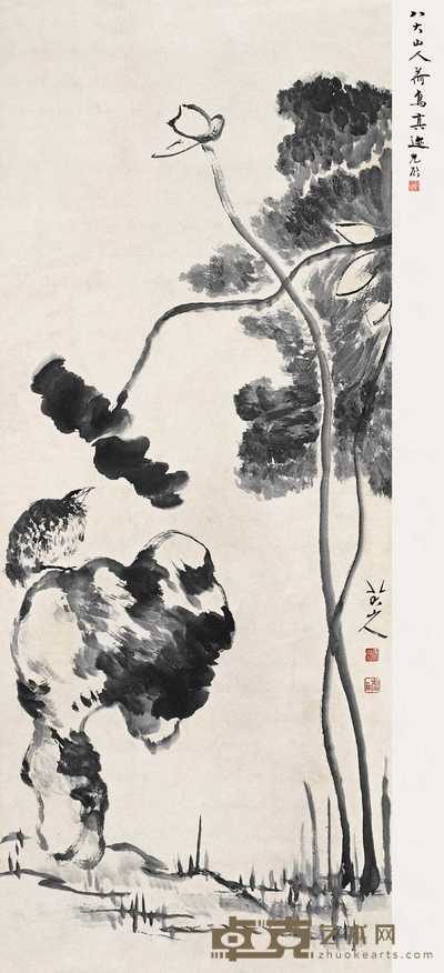 八大山人 荷花 立轴 134×54cm